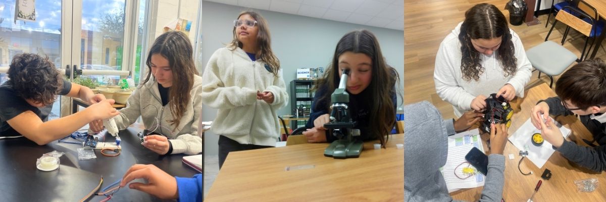 students around table writing studying reading